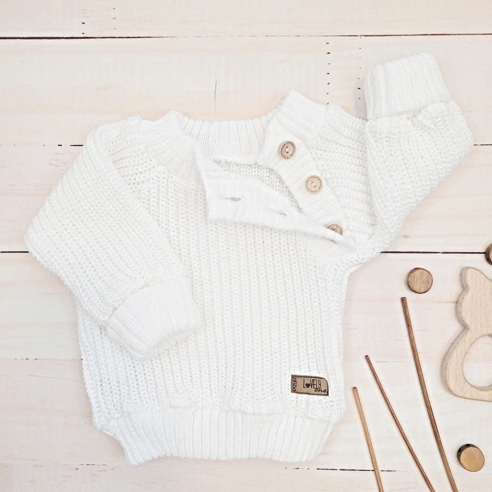Kojenecký pletený svetřík Lovely bílá 56/62