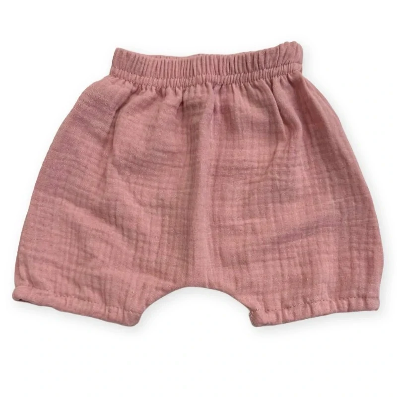 Kojenecké mušelínové kraťasy pudrová 56