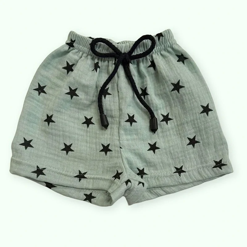 Dětské mušelínové kraťasy Hvězdička máta 98