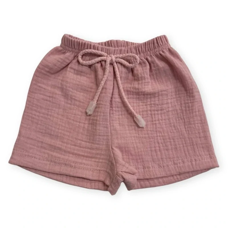 Dětské mušelínové kraťasy pudrová 104