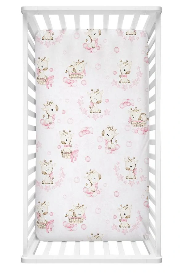 Dětské bavlněné prostěradlo Žirafka růžová