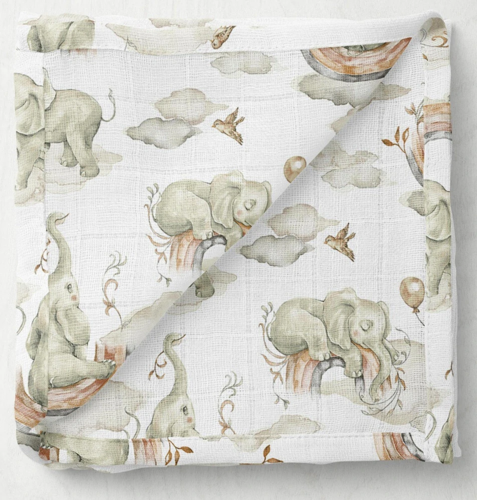 Mušelínové pleny 3 kusy Slon, ZOO, béžová