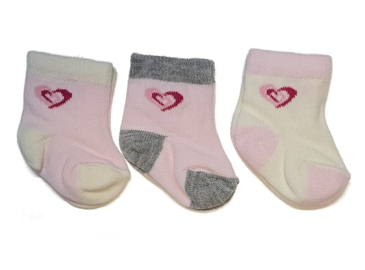 Kojenecké ponožky 3 kusy růžová srdíčka 