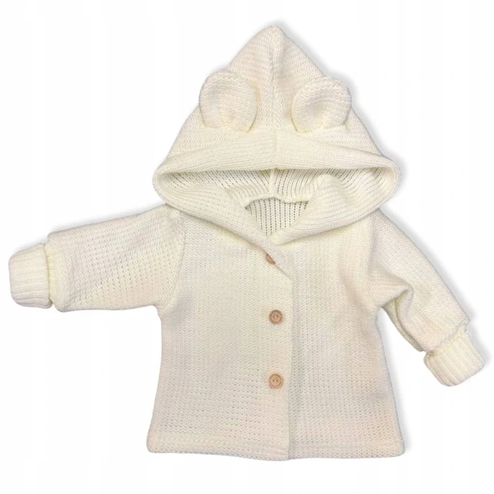 Kojenecký pletený svetřík s kapuckou smetana 68/74