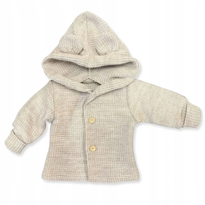 Kojenecký pletený svetřík s kapuckou kapučíno 56/62