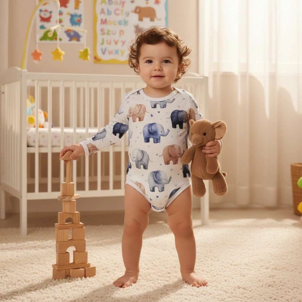 Dětské body dl.rukáv Slůňata srdíčka 104