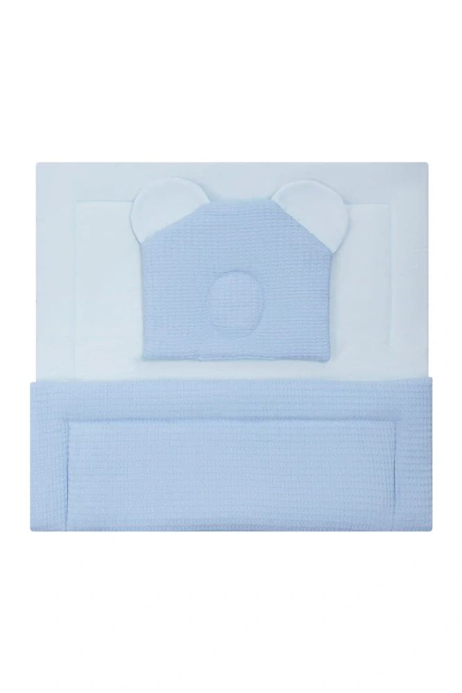 Bocioland 2D set vaflová deka + polštářek modrá