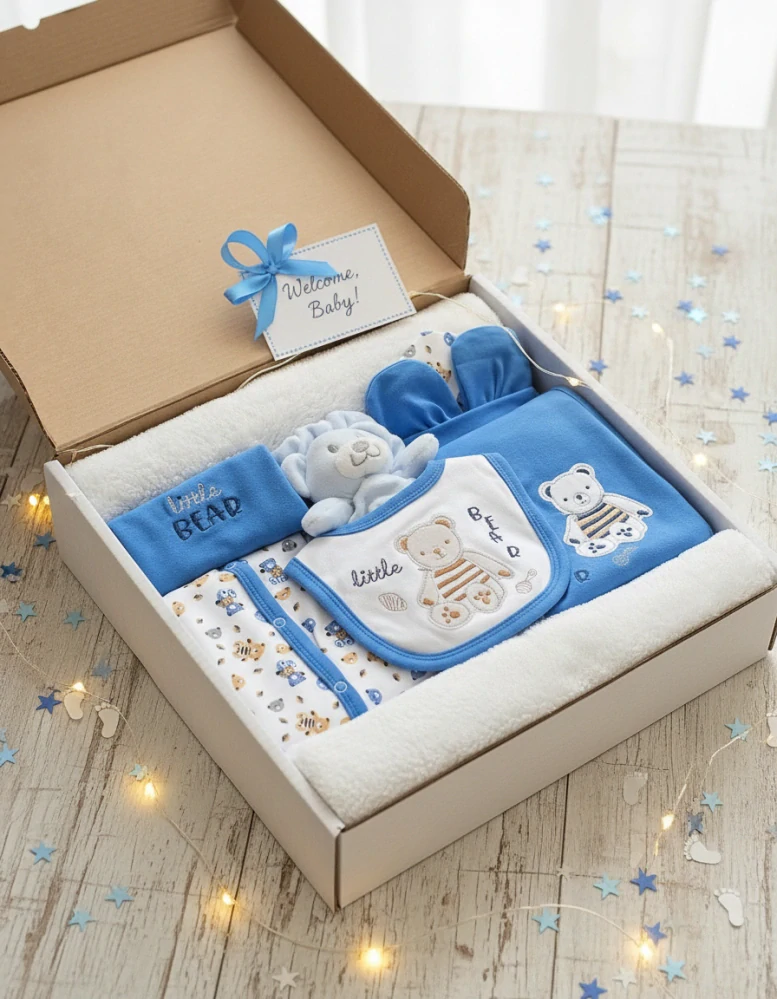 Brumlík dárkový set pro miminko LITTLE BEAR modrý 74