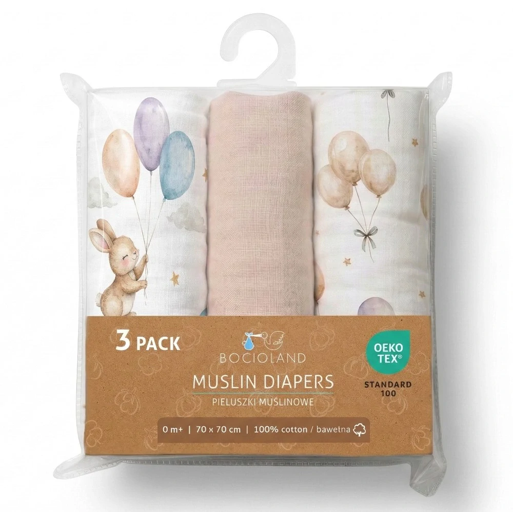 Mušelínové pleny 3 kusy Zajíček