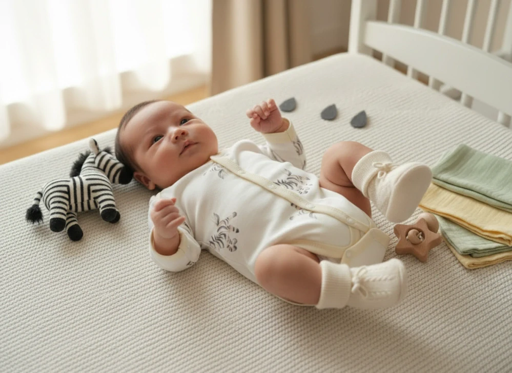 Kojenecké propínací body Zebra krém 44