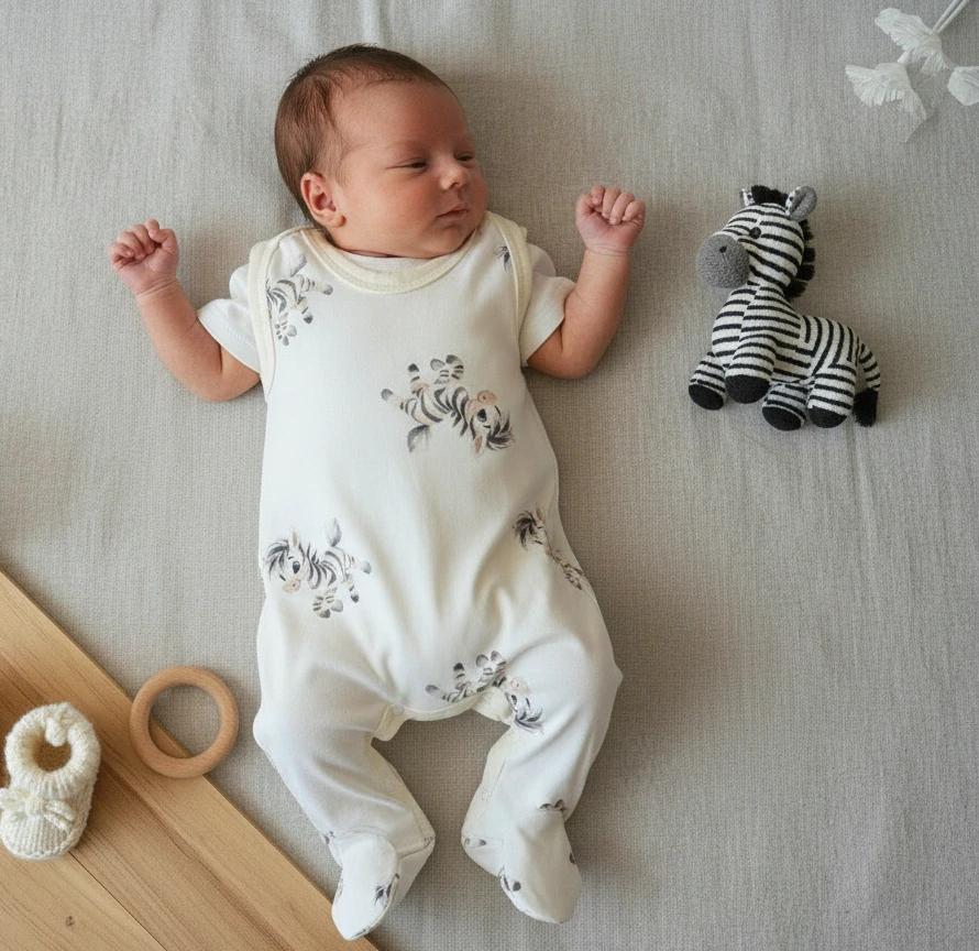 Kojenecké dupačky Zebra krém 48