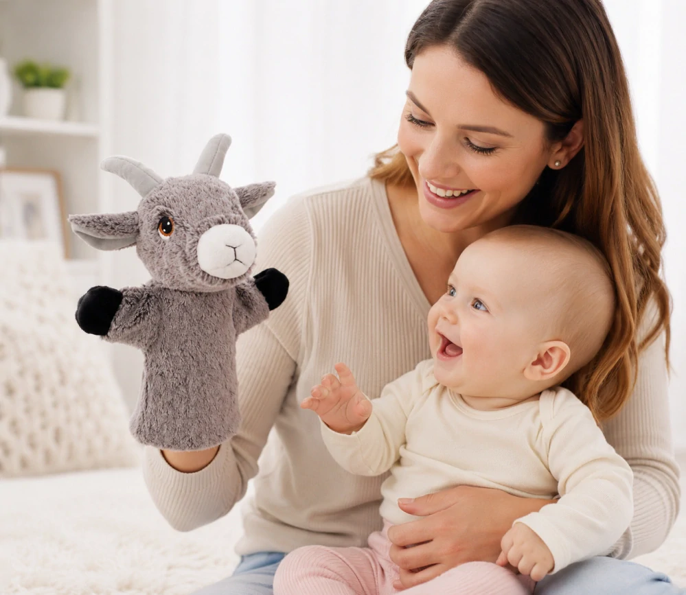 Keeleco maňásek na ruku Kozička 27 cm – ekologická plyšová hračka Keel Toys