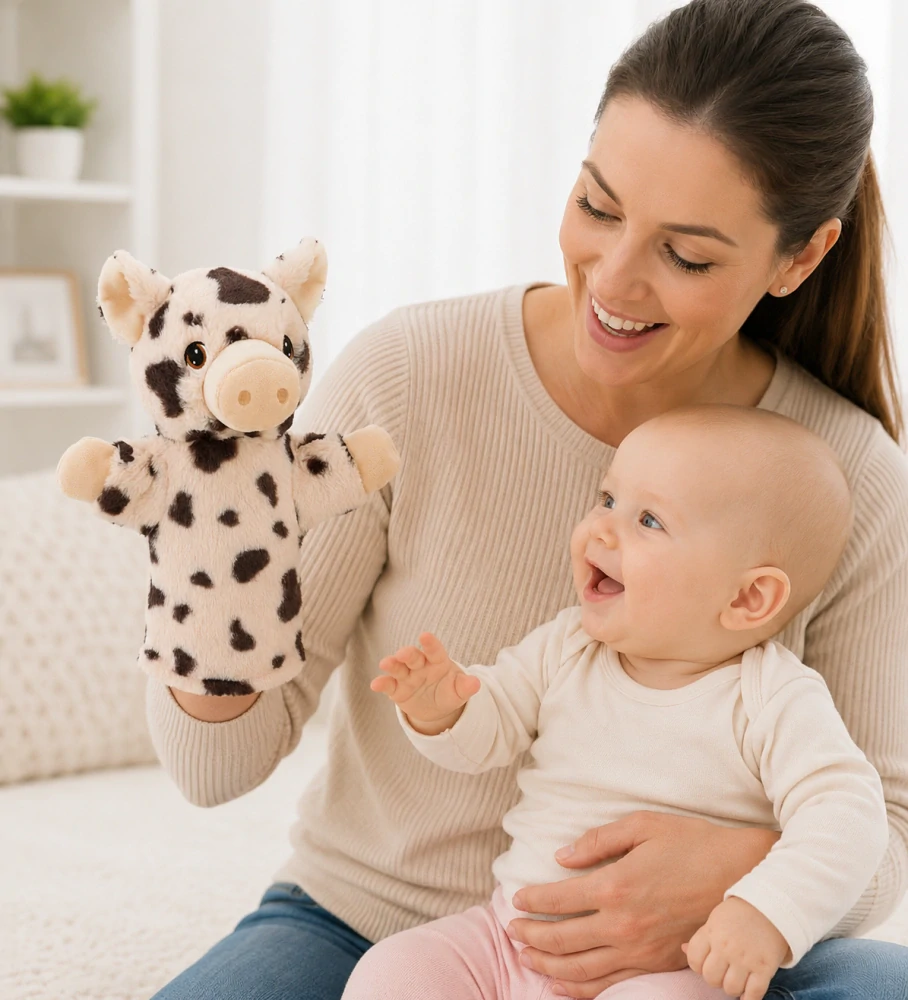 Keeleco maňásek na ruku Prasátko 27 cm – ekologická plyšová hračka Keel Toys