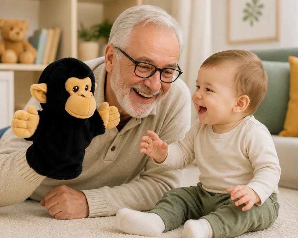 Keeleco maňásek na ruku Opička 27 cm – ekologická plyšová hračka Keel Toys