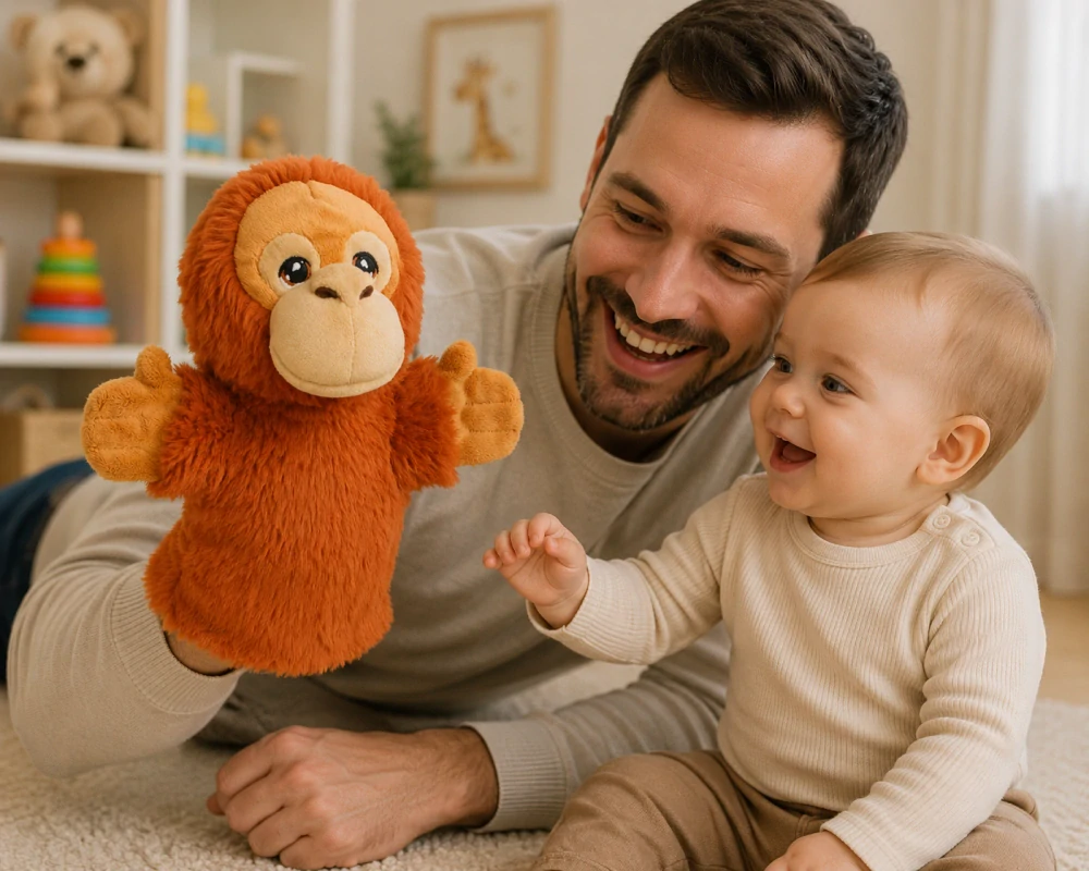 Keeleco maňásek na ruku Orangutan 27 cm – ekologická plyšová hračka Keel Toys