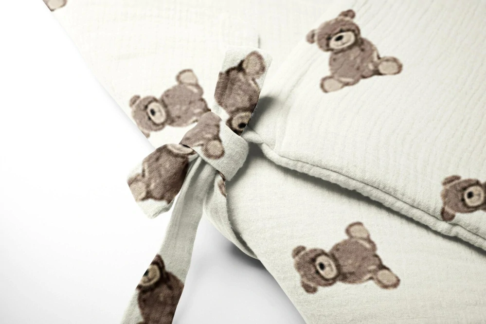 Mušelínová zavinovačka Teddy – mašle na boku