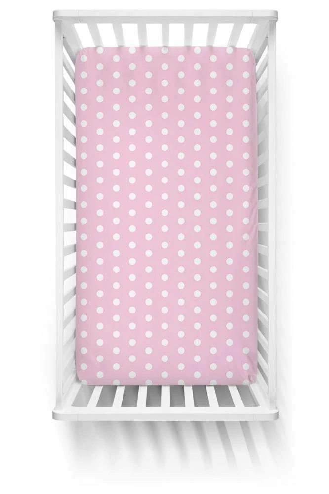 Dětské bavlněné prostěradlo 60 × 120 cm – růžový puntík