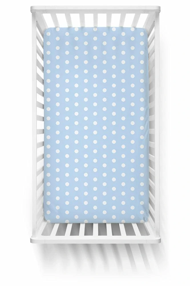 Dětské bavlněné prostěradlo 60 × 120 cm – modrý puntík