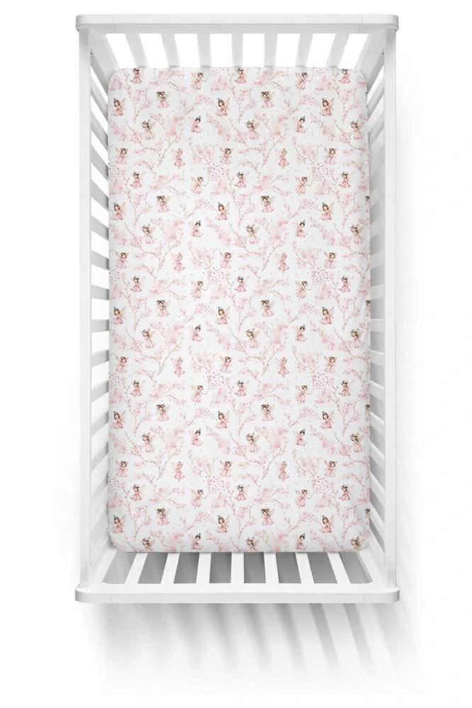Dětské bavlněné prostěradlo 120 × 60 cm – Víla růžová