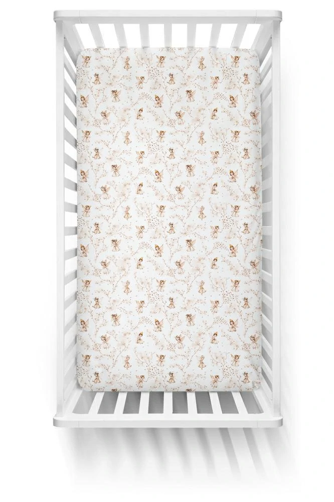 Dětské bavlněné prostěradlo 120 × 60 cm – Víla béžová