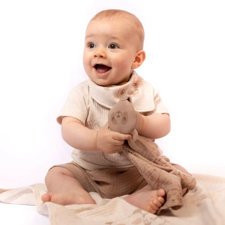 Mušelínový spinkáček Panda kapučíno FS Baby