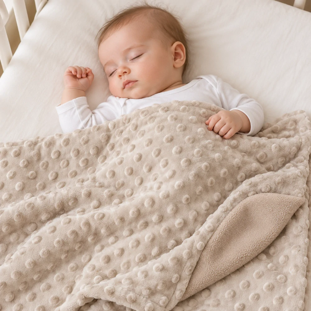 Dětská minky deka kapučíno s fleecem 75 × 100 cm – Soft Touch
