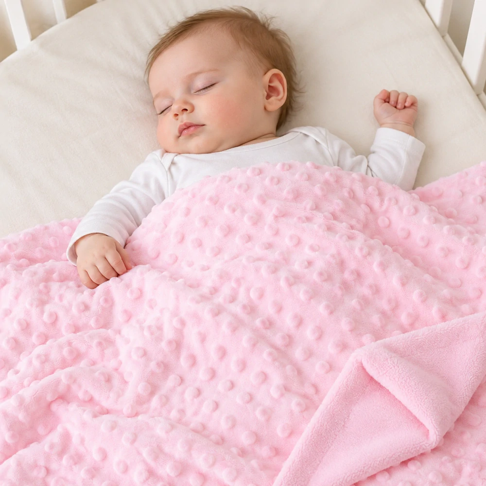 Dětská minky deka růžová s fleecem 75 × 100 cm – Soft Touch