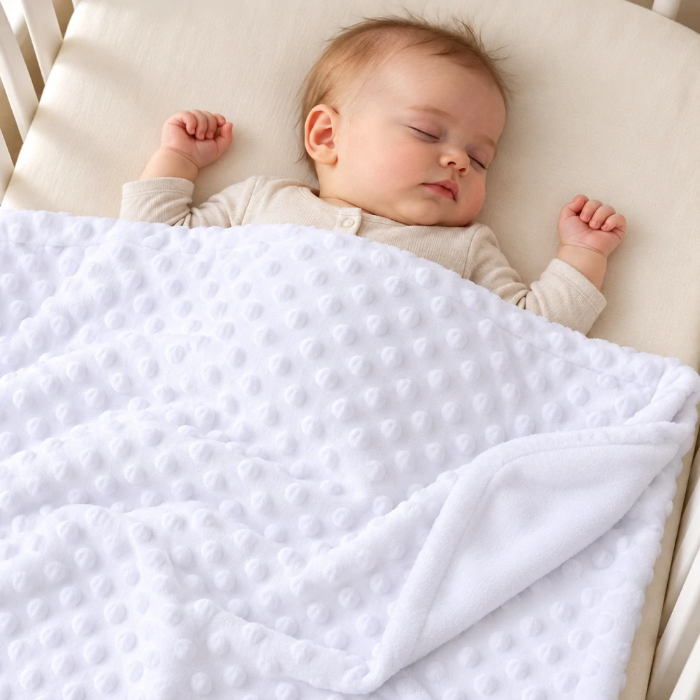 Dětská minky deka bílá s fleecem 75 × 100 cm – Soft Touch