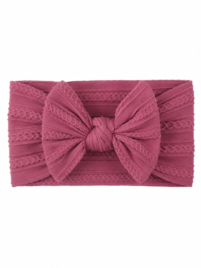 Kojenecká vzorovaná čelenka s mašlí - fuchsia