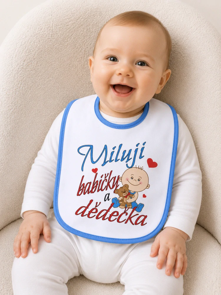 Bryndáček s nápisem "Miluji babičku a dědečka"