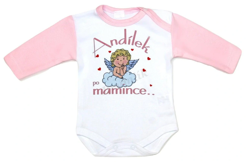 Originální body "Andílek po mamince" růžová 56