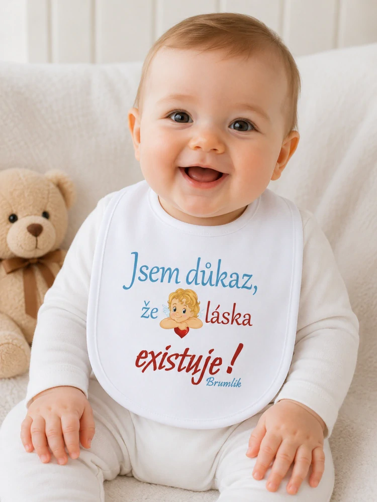Bryndáček s nápisem "Jsem důkaz, že láska existuje"