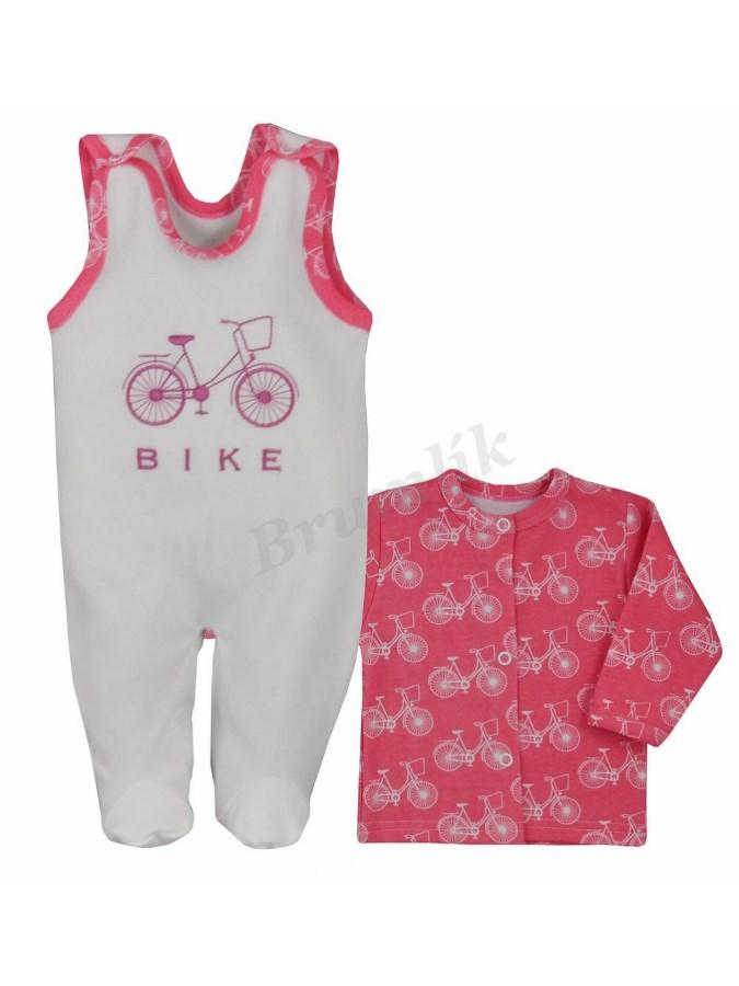 Kojenecká 2D souprava BIKE - bílo-růžová