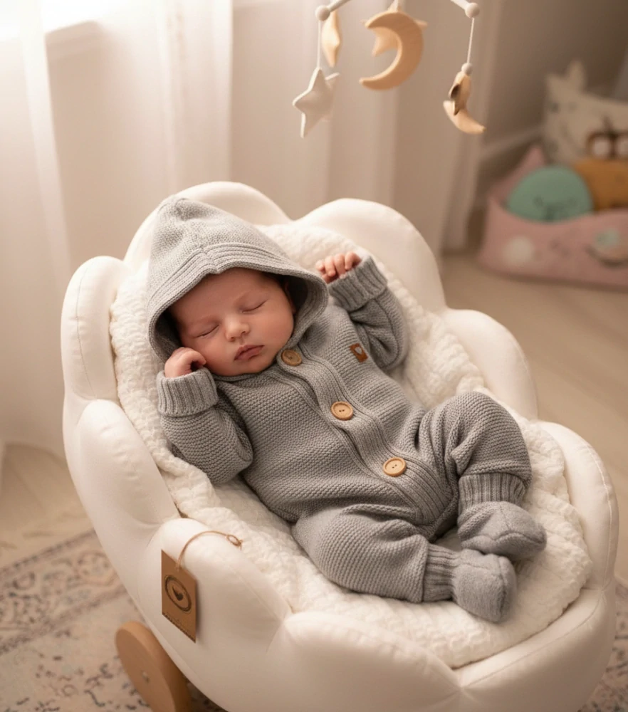 Kojenecký pletený overálek + capáčky šedý 74