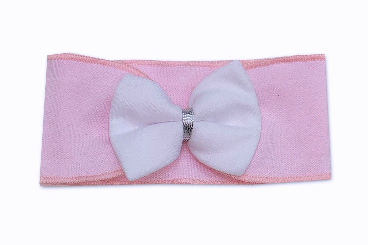 Dívčí čelenka růžová s bílou mašličkou