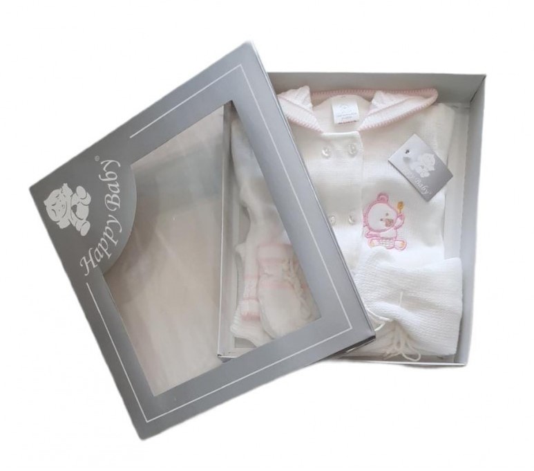 Kojenecká 3D souprava Méďa růžová