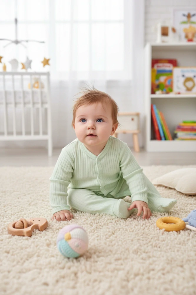 Kojenecký mintový overal Proužek 50