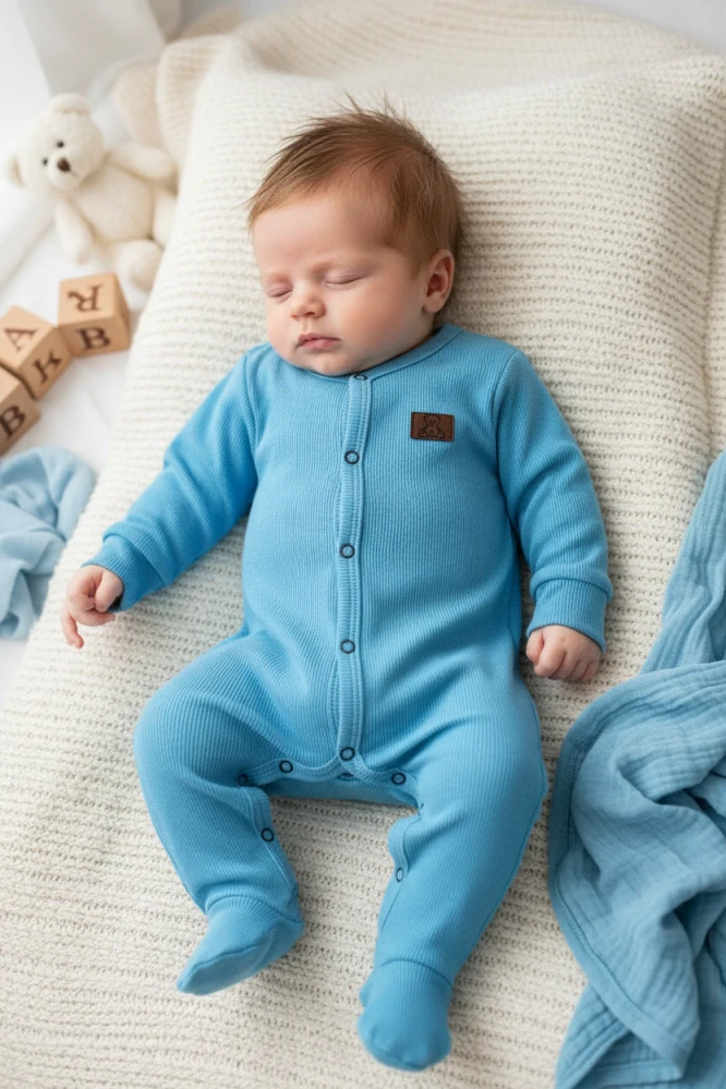 Kojenecký žebrovaný overal Brumlík - tyrkys 74