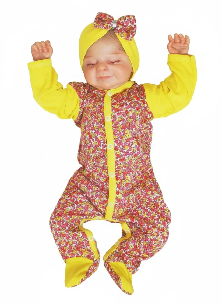 Kojenecký overal Kvítečka lemon 74