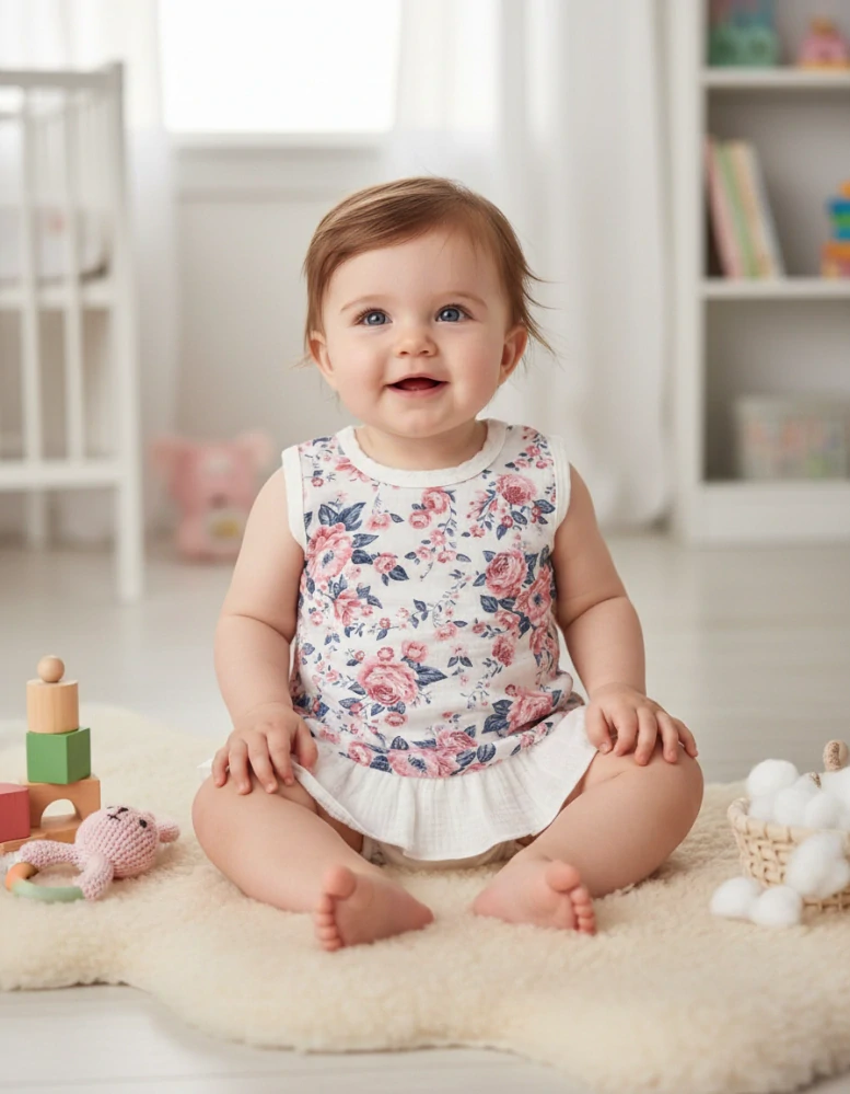 Kojenecké mušelínové šatičky Růžička PU 74