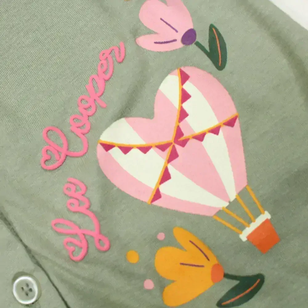 Dívčí letní overal LEE COOPER khaki s květinkami 68/74