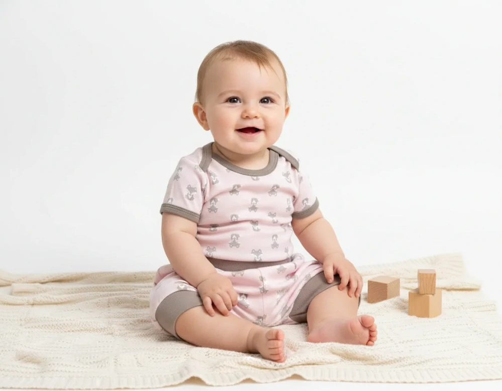 Kojenecká letní 2D souprava Lišáček růžová 68