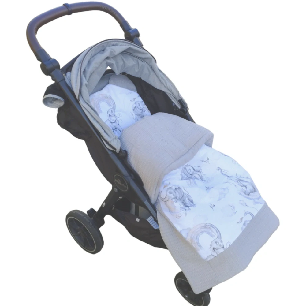 Bocioland 2D set vaflová deka + polštářek Lesní zvířátka šedá