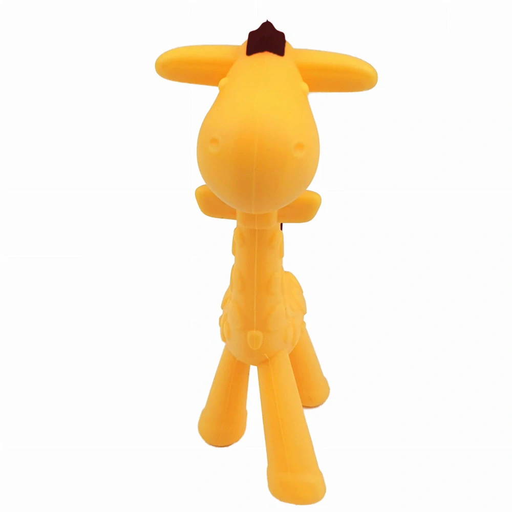 Dětské silikonové kousátko žirafka žlutá/hnědá