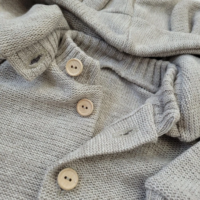 Kojenecký pletený overal s kapucí - oříšek 68/74