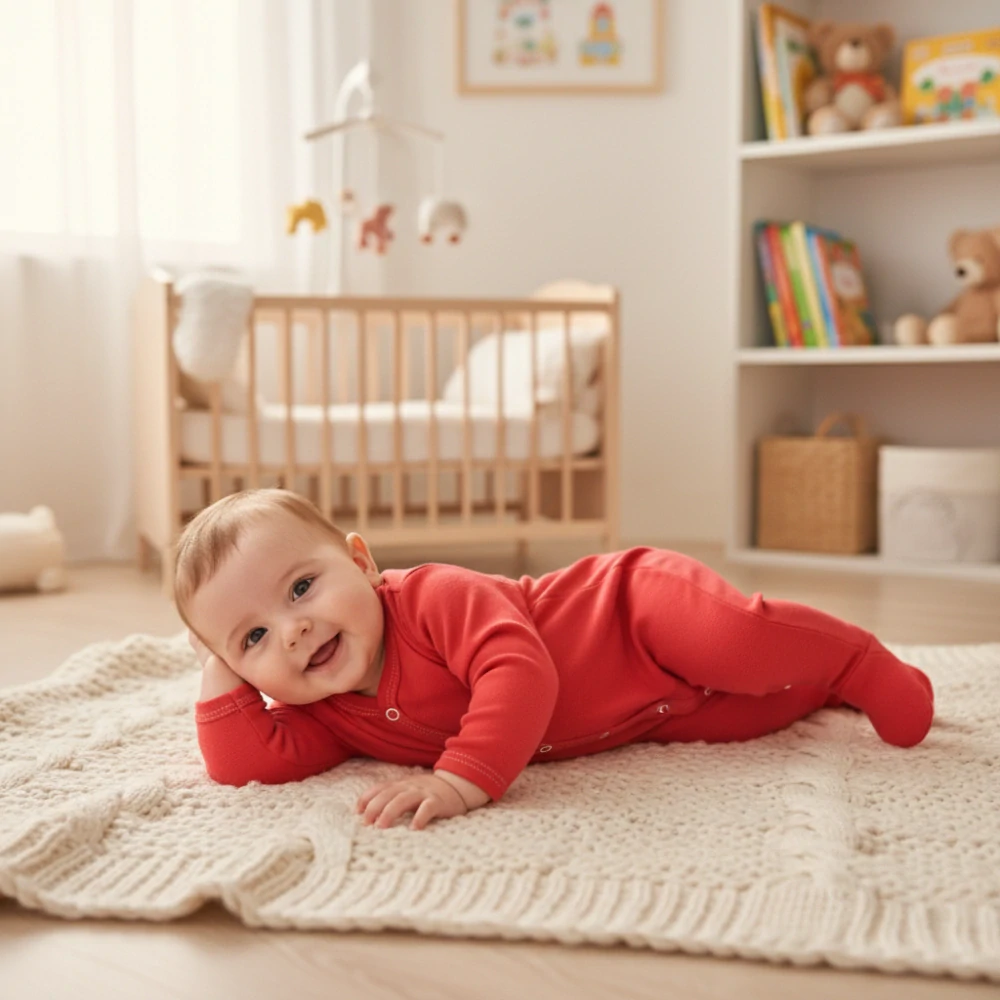 Kojenecký červený bavlněný overal 80