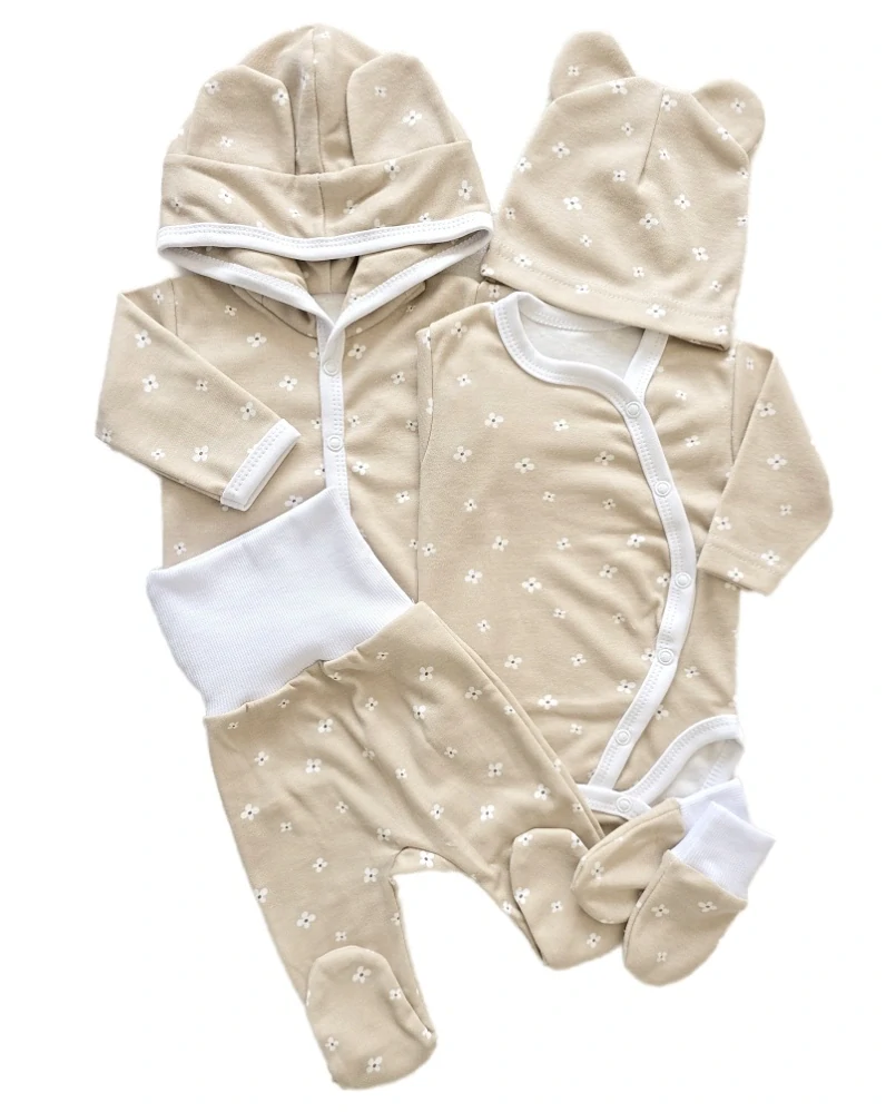 Kojenecká 5D souprava Kvítek kapučíno 48