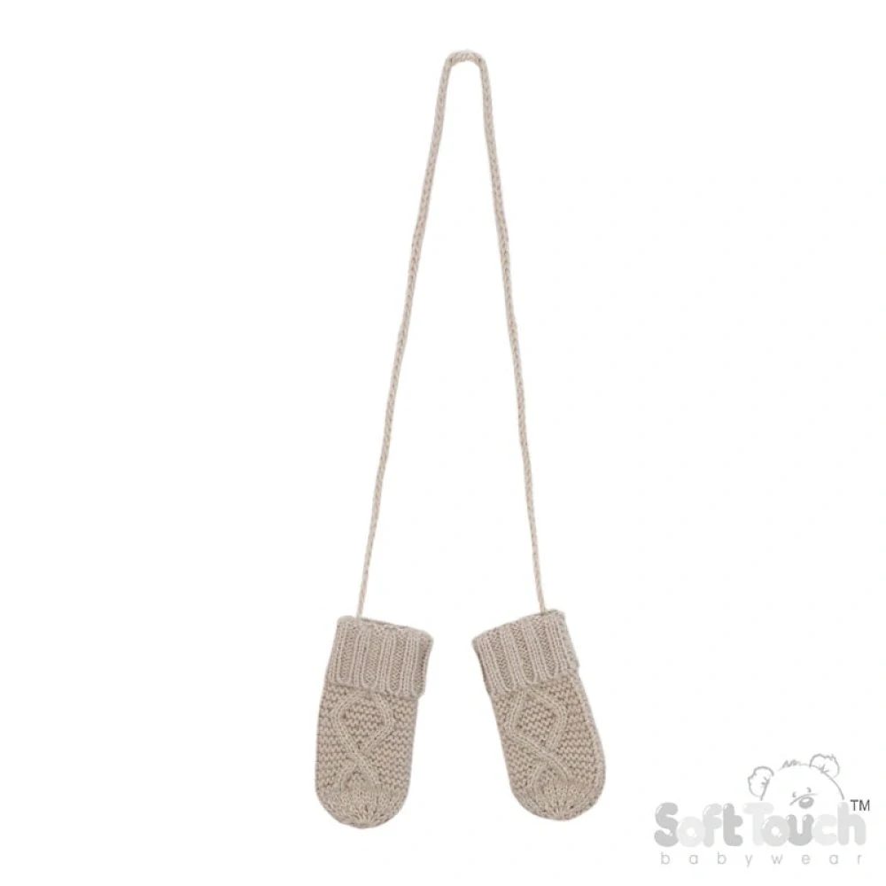 Kojenecké zimní rukavičky se šňůrkou kapučíno