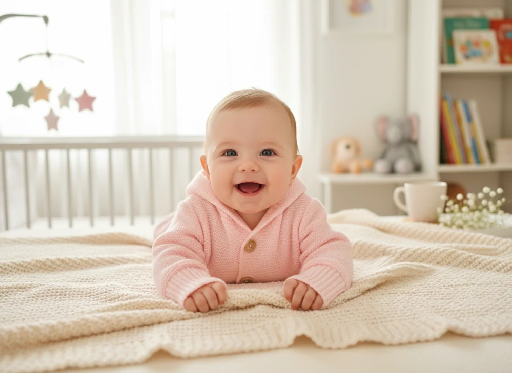 Kojenecký pletený svetřík s kapuckou růžová 68/74