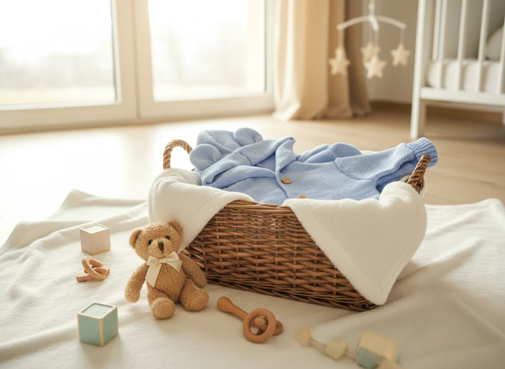 Kojenecký pletený svetřík s kapuckou modrá 68/74